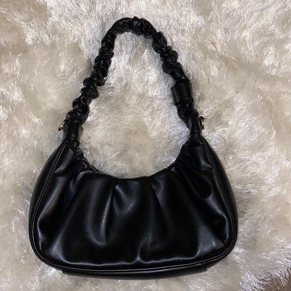Mini rouched black handbag